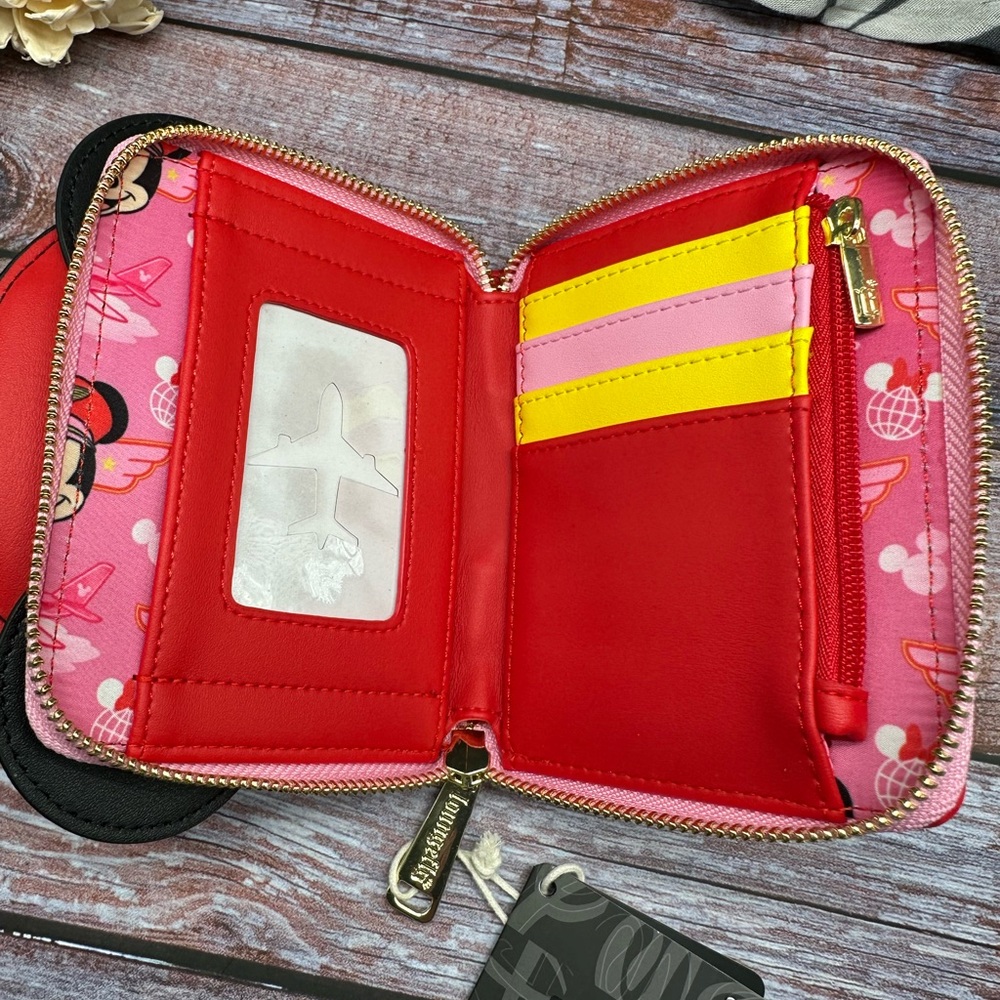 LOUNGEFLY | Disney Pilot Minnie Mouse Wallet Red and Black NWT - Picture 5 of 5